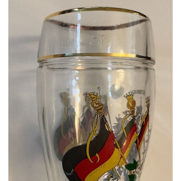 Deutschland German Qualitat WS Hand Made Glass Drinking Boot Gold Rimmed 8” - Picture 7 of 14